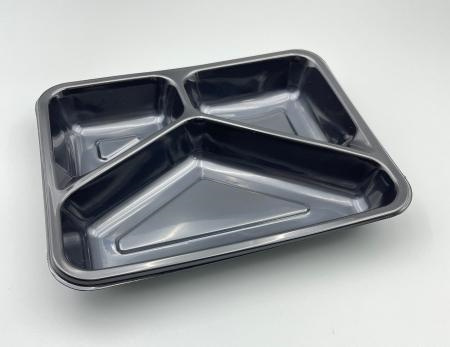 CPET tray 3-grid from DisposablesInc.com. The best import service in China. Import your disposable items and products from us.